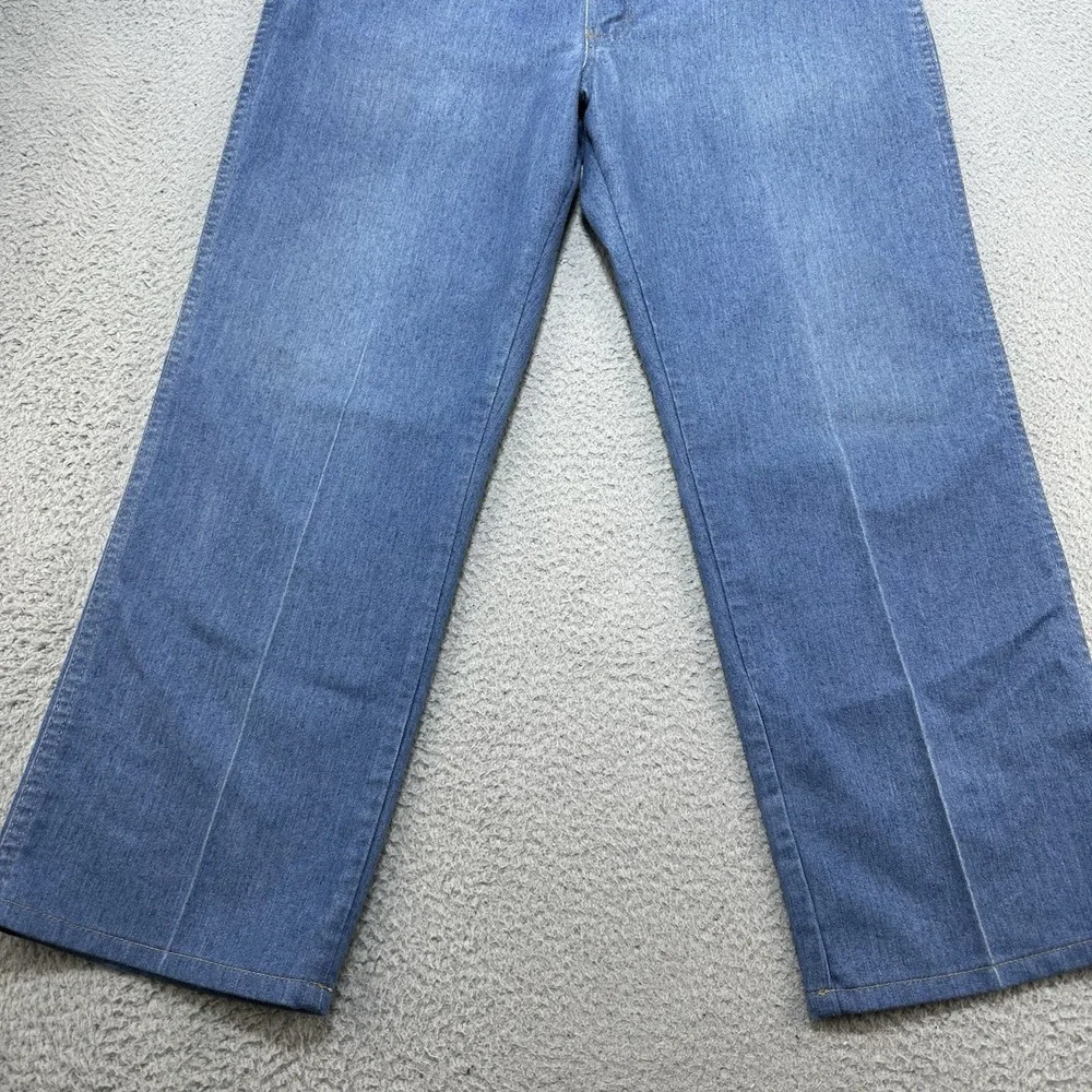 Vintage Wrangler Jeans Men's 34x26.5 Blue Light Denim Flared Pleated Work Casual